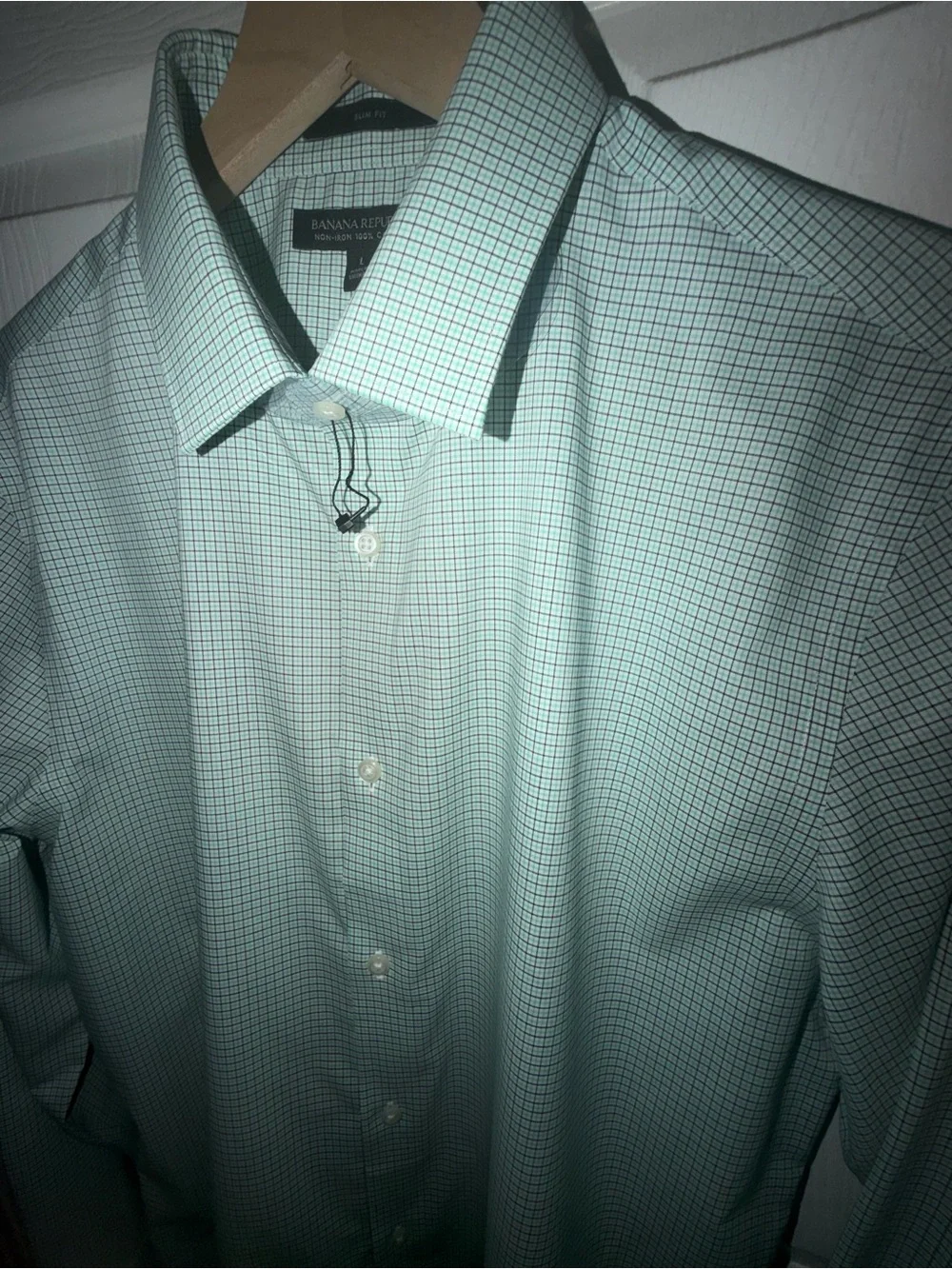 Banana Republic Mint Green Micro-Check Dress Shirt-NWOT